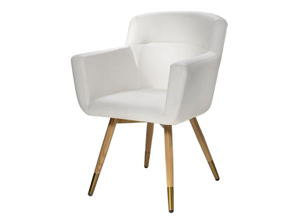 Brooklyn Meeting Chair, Oak Base, White - Trade Show Rental Furniture
